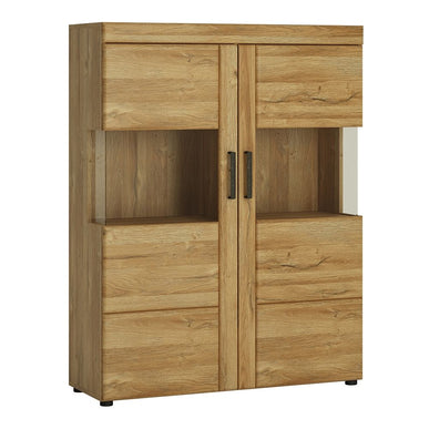 Cortina Low Wide 2 Door Display Cabinet in Grandson Oak