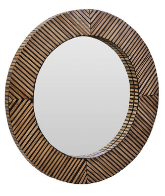 Bambusa Bamboo Inlay Round Wall Mirror