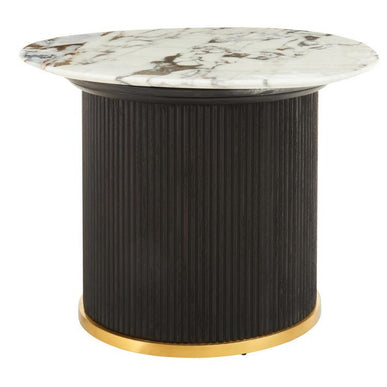 Doha White Marble Side Table with Fluted Base