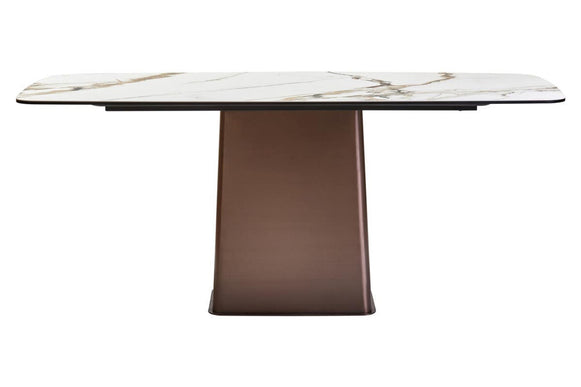 Imperia White Ceramic Marble Effect Rectangular Dining Table