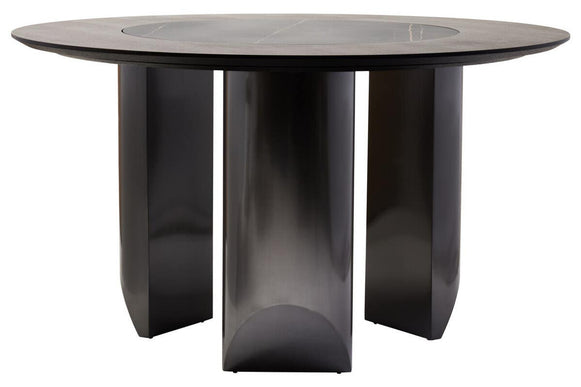 Imperia Round Veneer Dining Table with Ceramic Lazy Susan