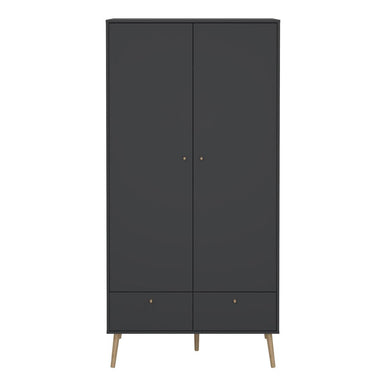 Cumbria Wardrobe with 2 Doors + 2 Drawers Dark Grey