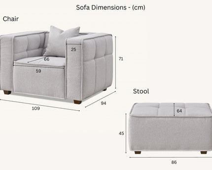 Aluxo Murray Sofa Range in Putty Boucle Fabric
