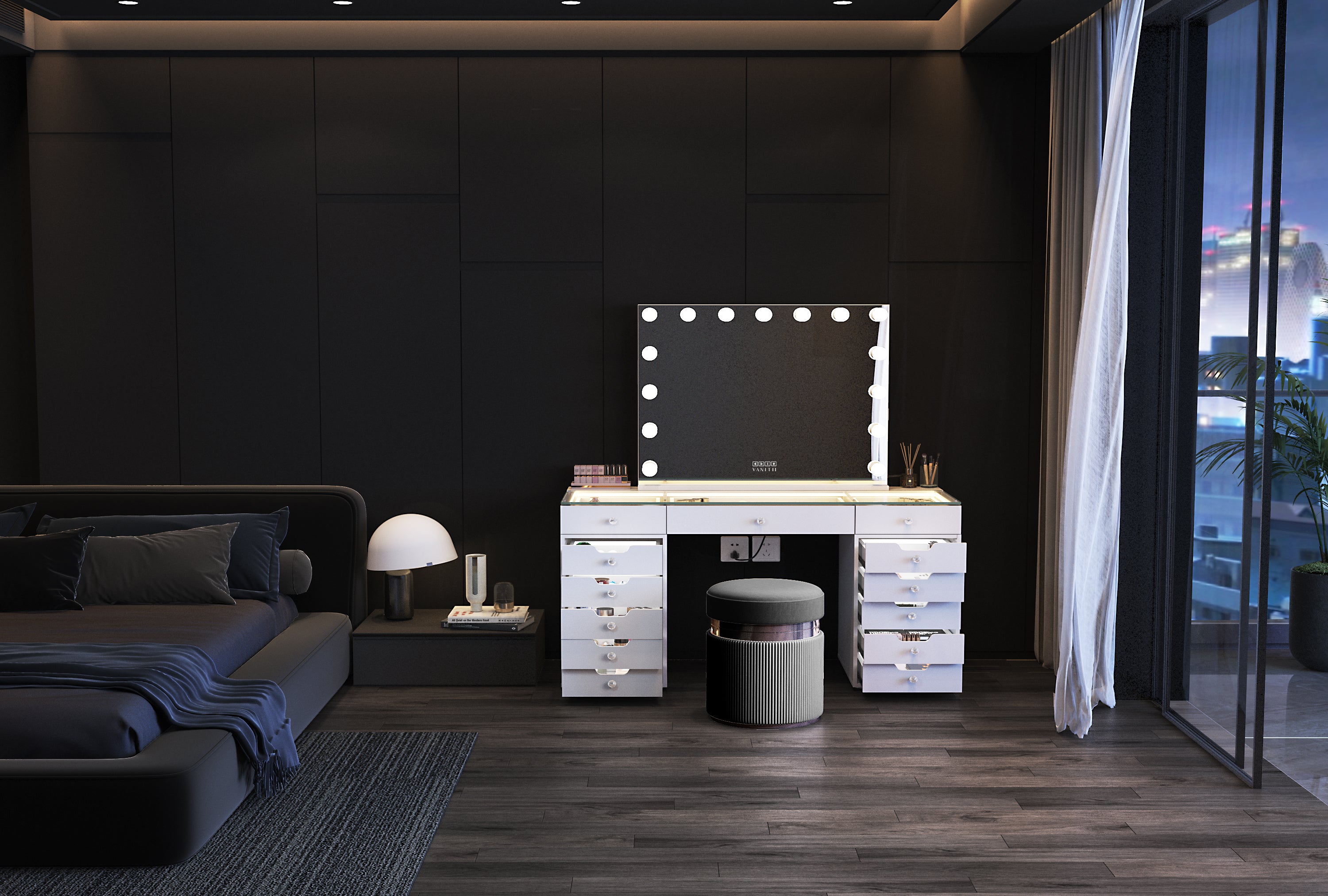 VANITII Marilyn Hollywood Vanity Mirror Pro Max - Table top Mirror with 15 Dimmable LED Bulbs