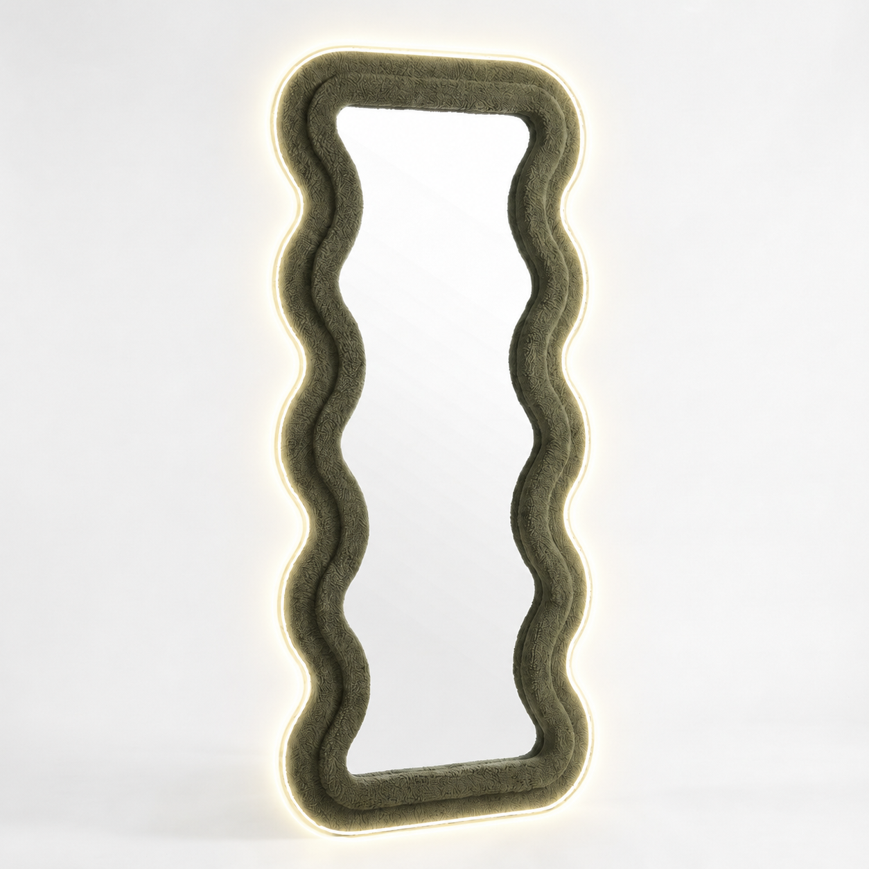 LED Sculptural Wave Boucle Mirror