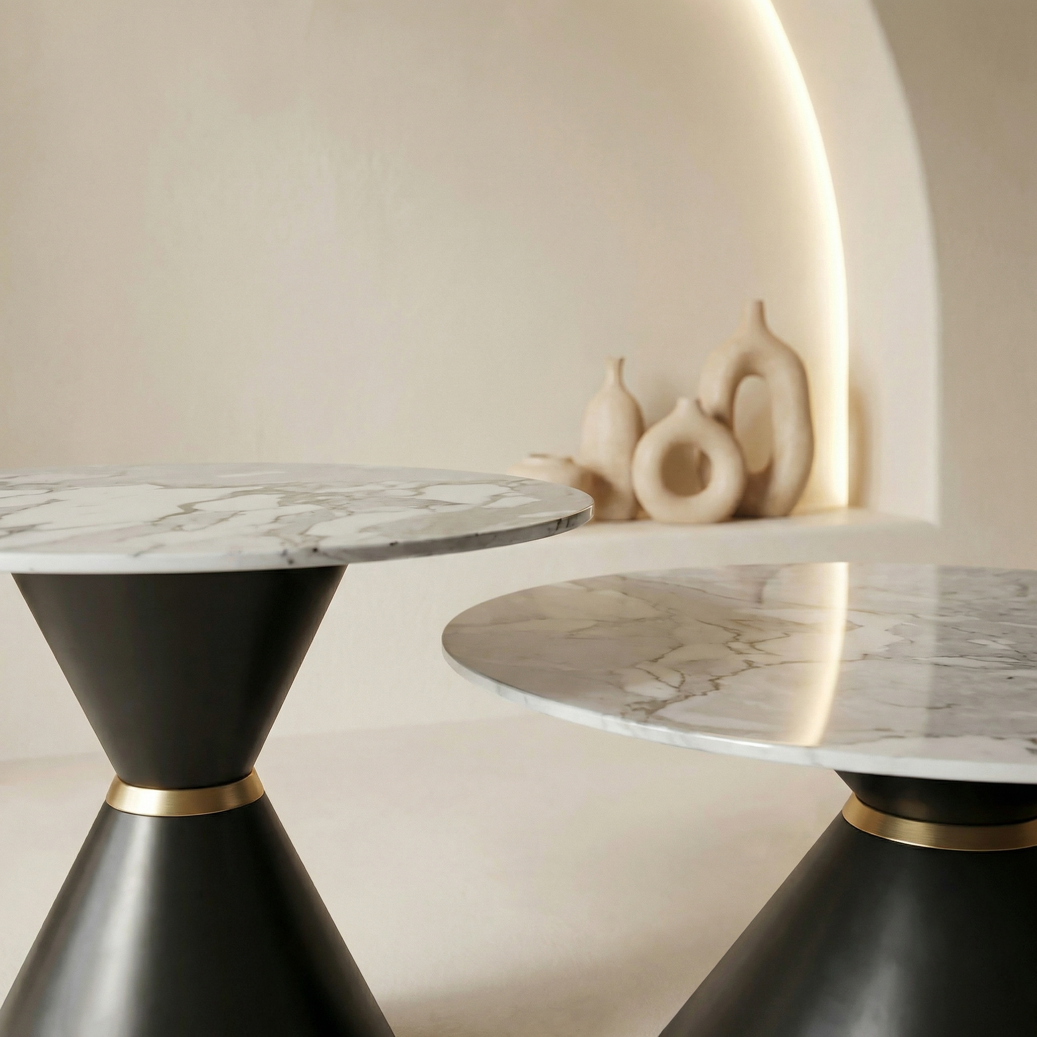 Set Of 2 "Lune" Ceramic Nesting Coffee Tables
