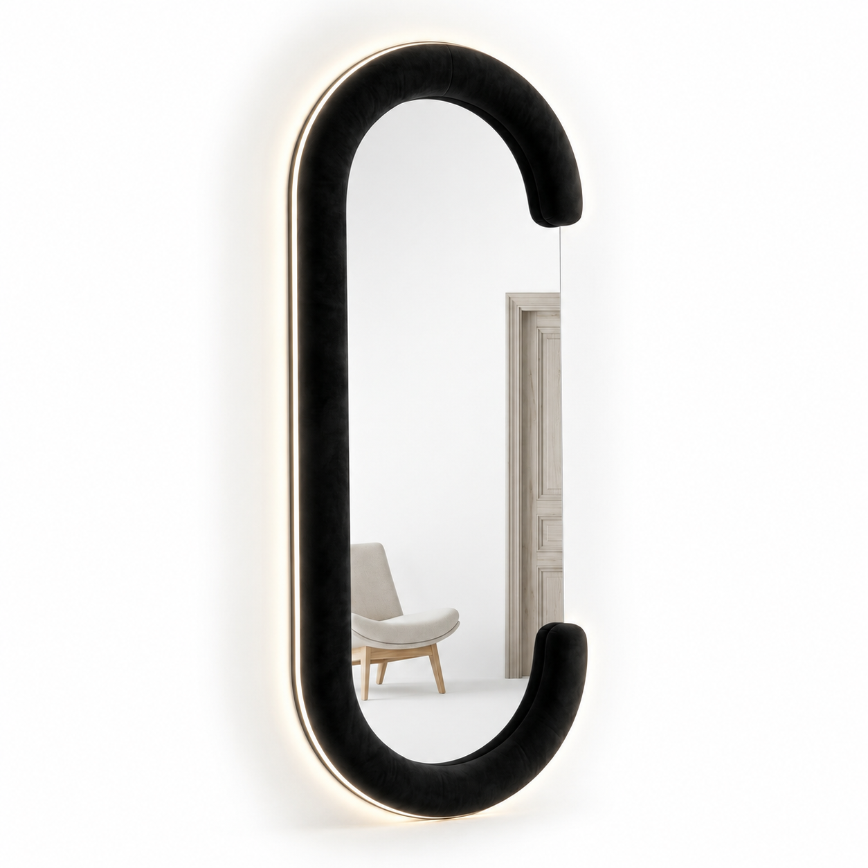 LED Velvet MDF Full Length Floor Mirror