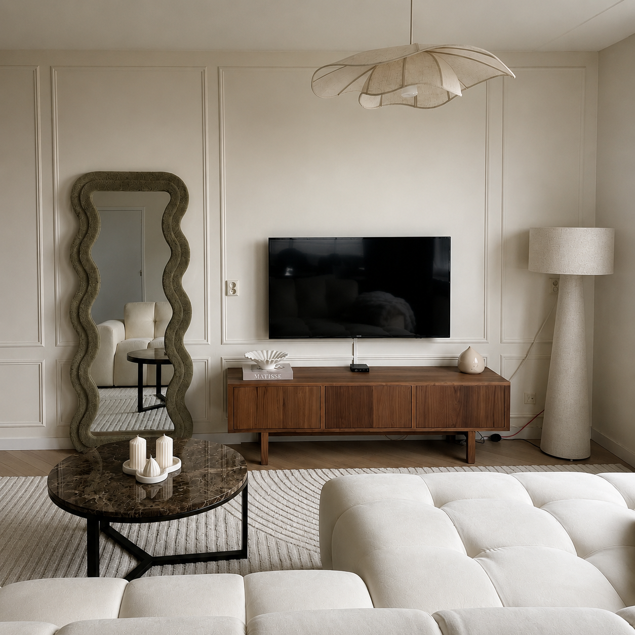 Sculptural Wave Boucle Mirror