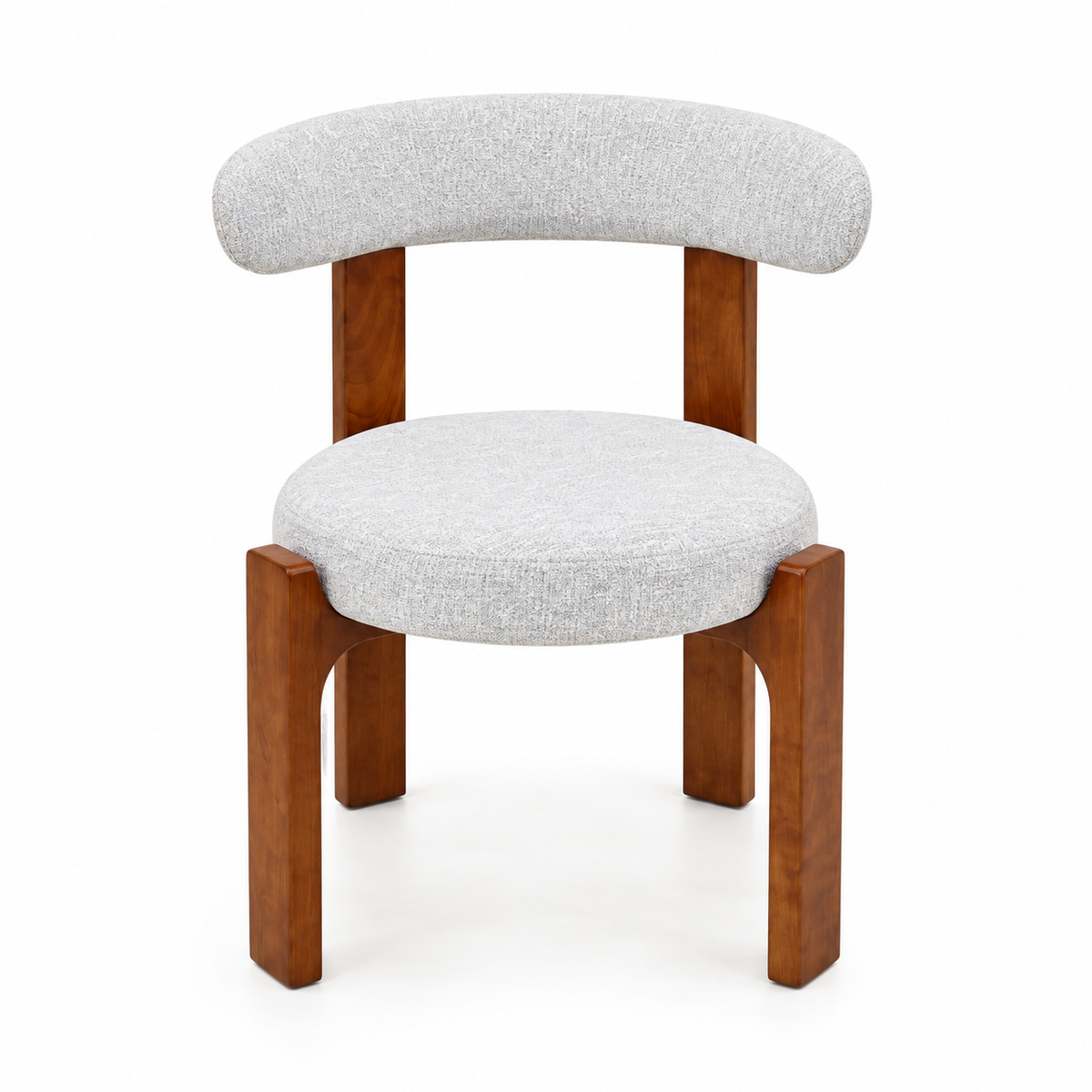 Dining chair -light grey teddy bear fabric with walnut base