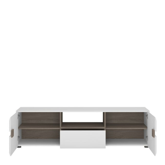 Chelsea Living Wide TV Unit in White with a Truffle Oak Trim