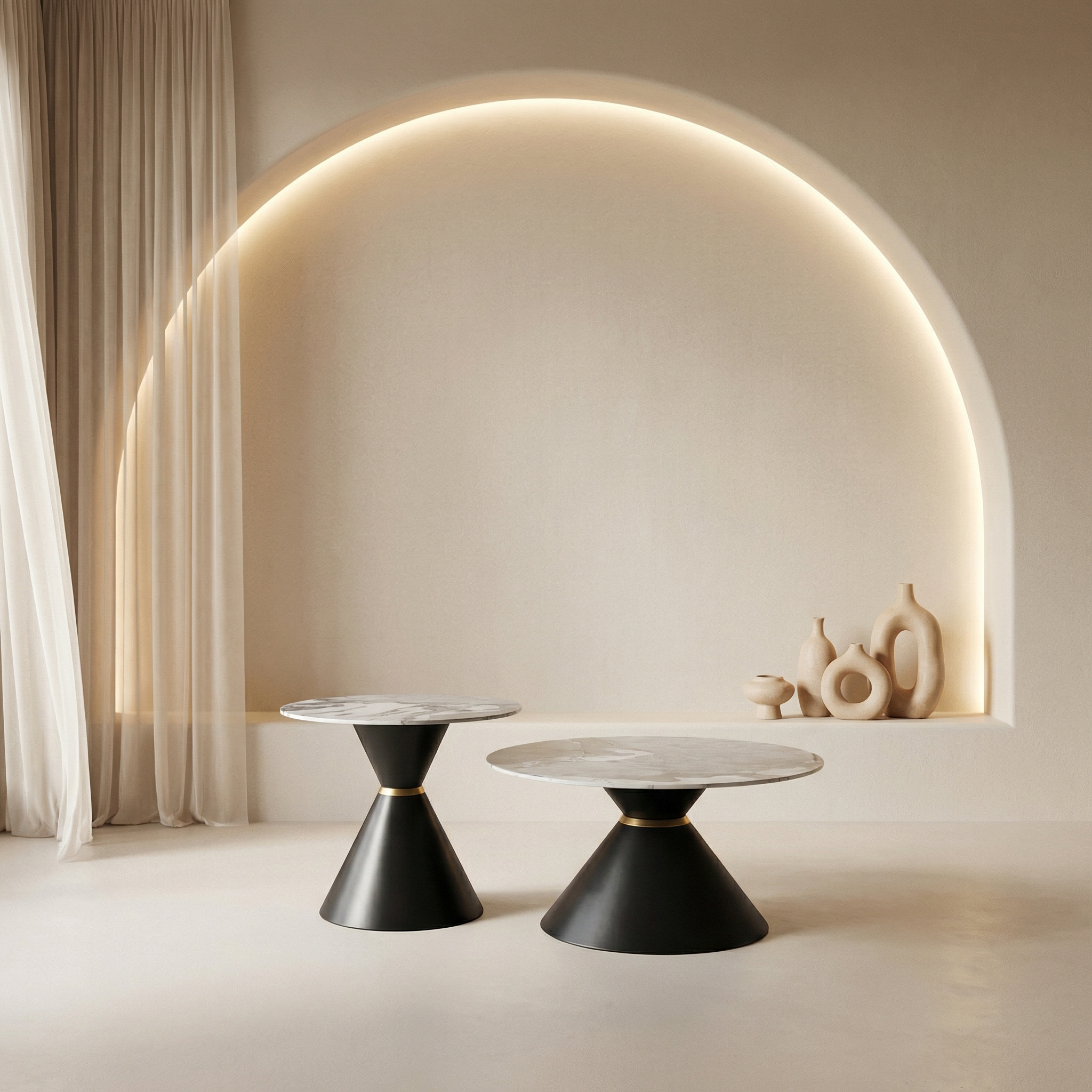 Set of 2 "Lune" ceramic nesting coffee tables