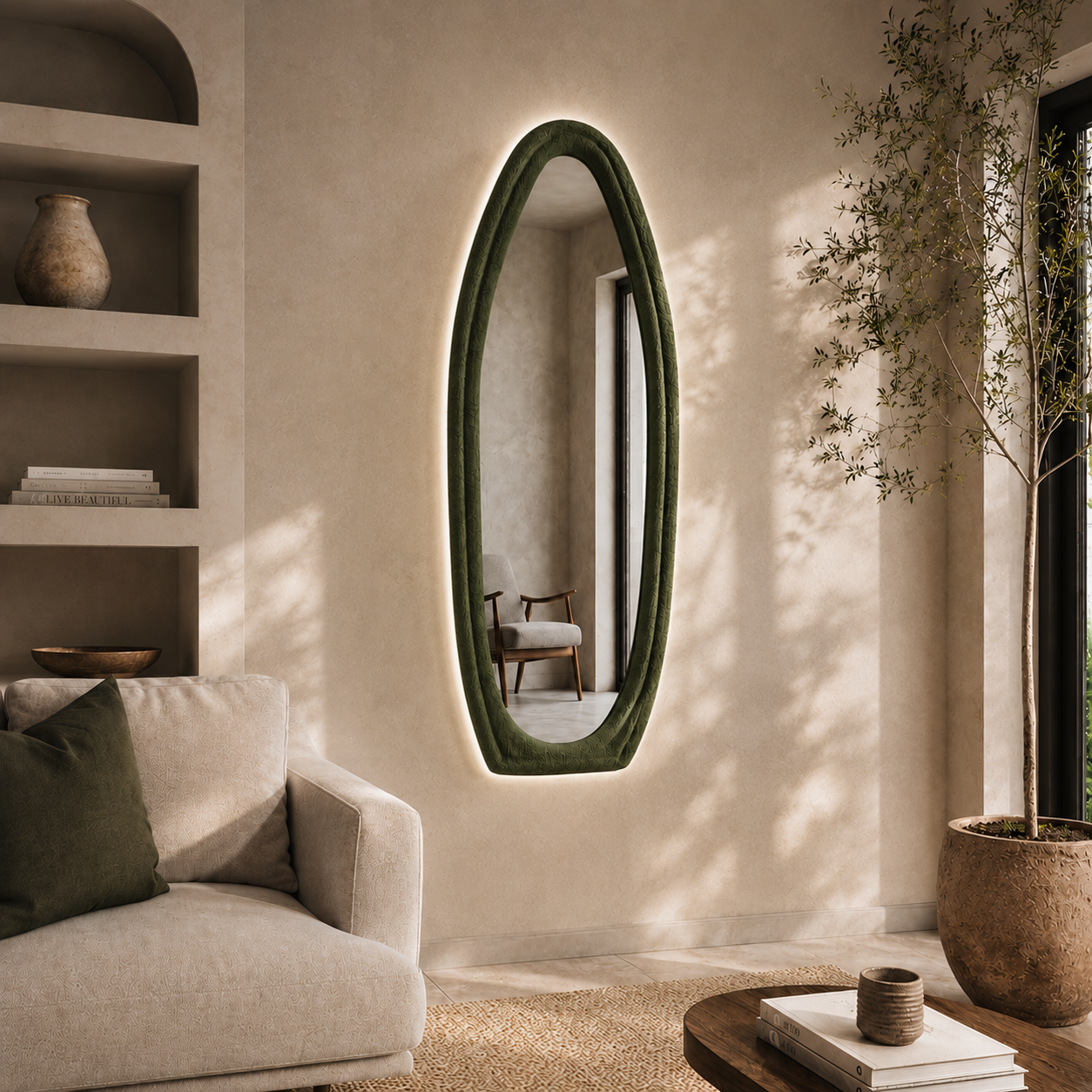LED Boucle Full Length Mirror