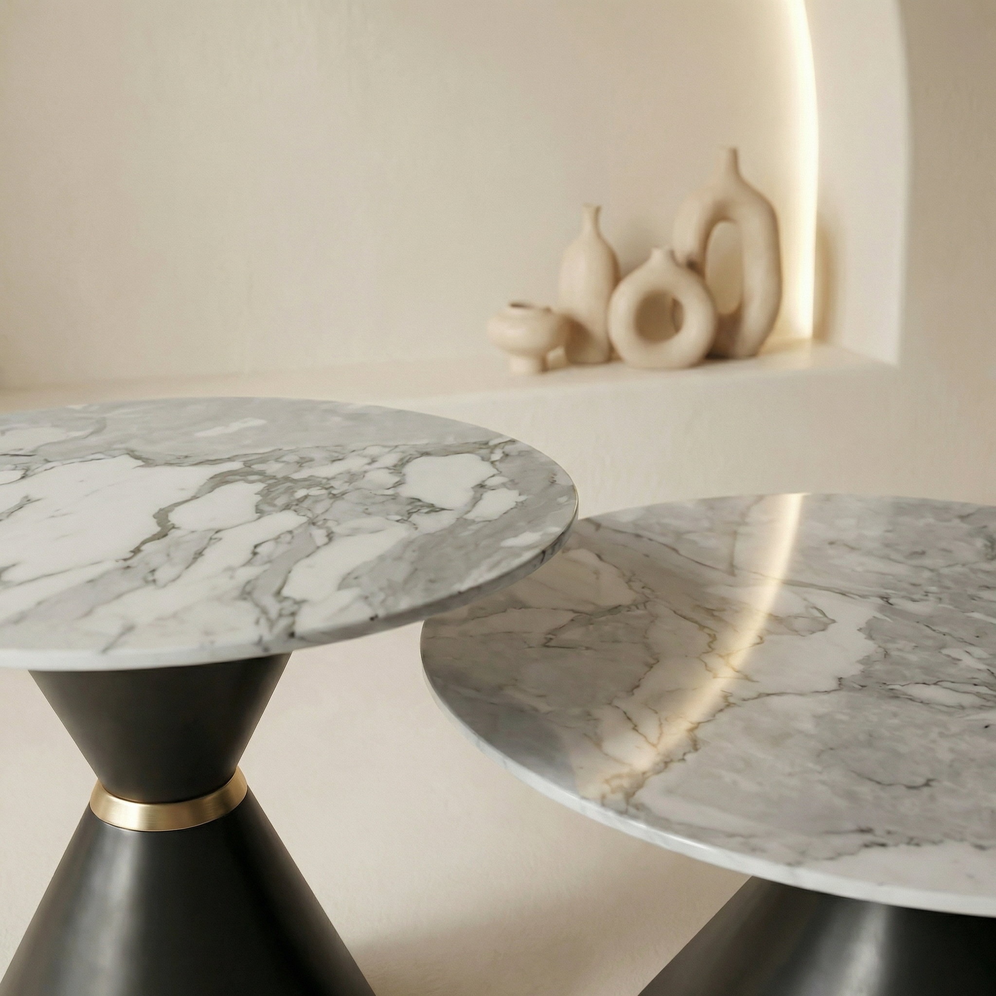 Set Of 2 "Lune" Ceramic Nesting Coffee Tables