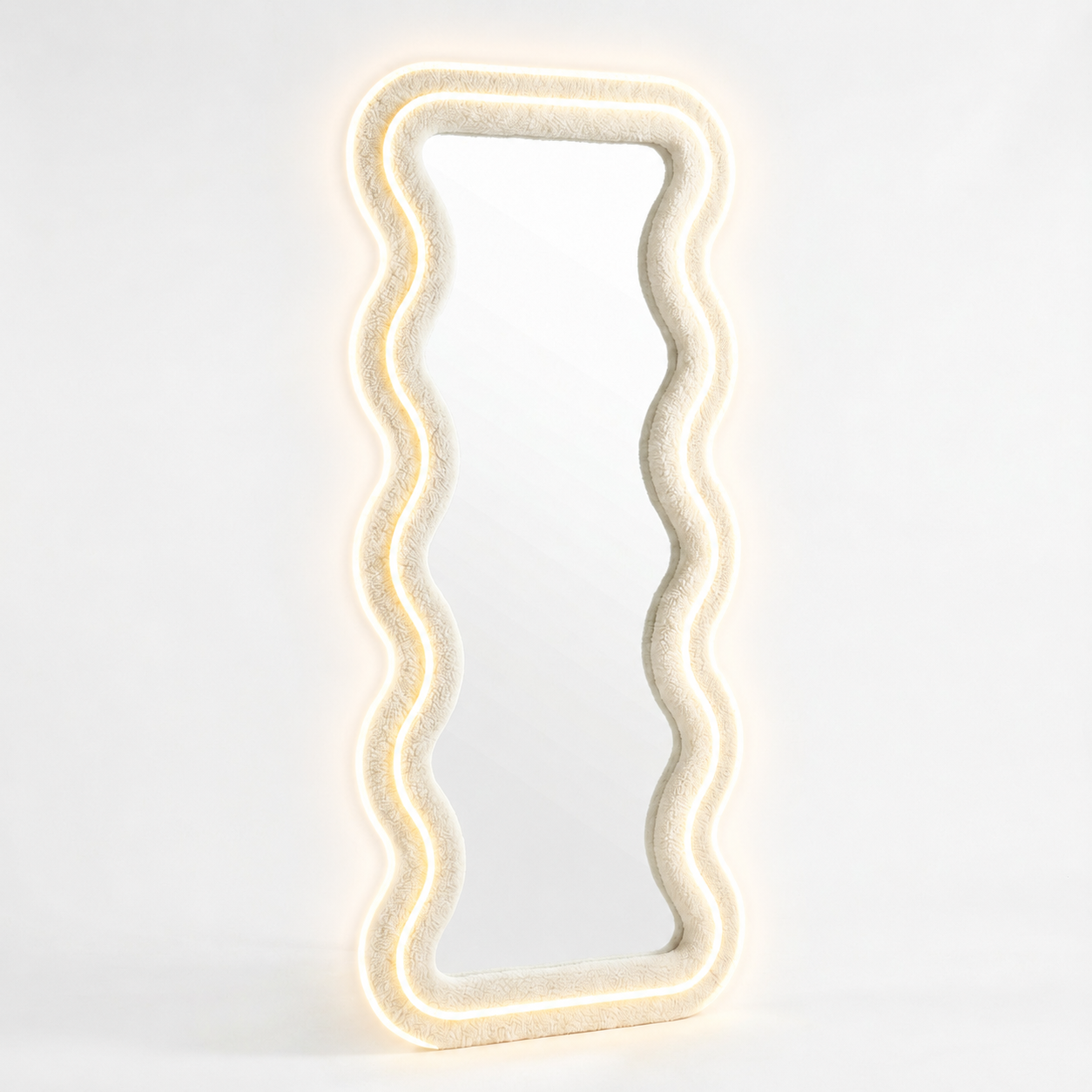 LED Sculptural Wave Boucle Mirror