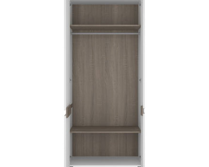 Chelsea Bedroom 2 Door Wardrobe in White with a Truffle Oak Trim