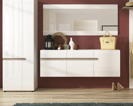 Chelsea Bedroom 2 Door Wardrobe in White with a Truffle Oak Trim