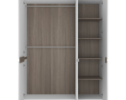 Chelsea Bedroom 3 Door Wardrobe with Mirror in White with a Truffle Oak Trim