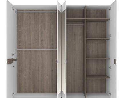Chelsea Bedroom 4 Door Wardrobe with Mirrors in White with a Truffle Oak Trim