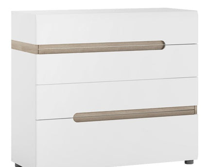 Chelsea Bedroom 4 Drawer Chest in White with a Truffle Oak Trim