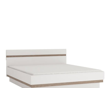 Chelsea Bedroom Kingsize Bed in White with a Oak Trim with Lift Up Function