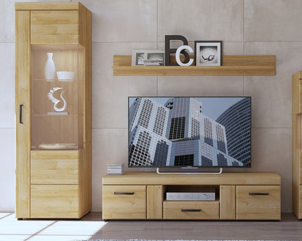 Cortina Tall Glazed Display Cabinet (RH) in Grandson Oak