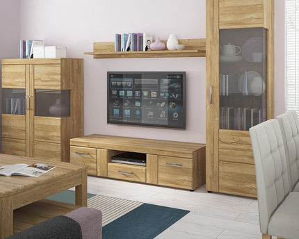 Cortina Tall Glazed Display Cabinet (RH) in Grandson Oak