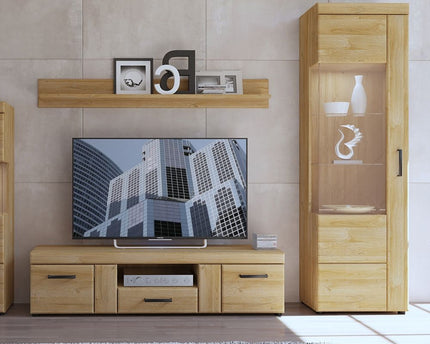 Cortina Tall Glazed Display Cabinet (LH) in Grandson Oak