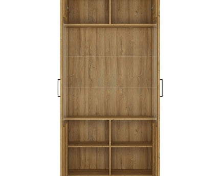 Cortina Tall Wide 2 Door glazed Display Cabinet in Grandson Oak