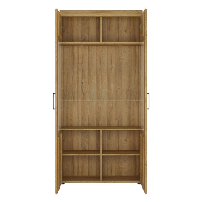 Cortina Tall Wide 2 Door glazed Display Cabinet in Grandson Oak