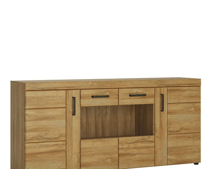 Cortina 4 Door Wide Glazed Sideboard in Grandson Oak
