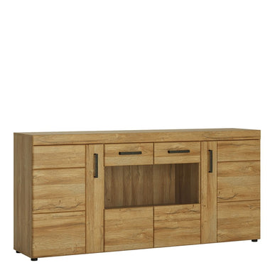 Cortina 4 Door Wide Glazed Sideboard in Grandson Oak