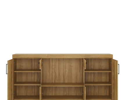 Cortina 4 Door Wide Glazed Sideboard in Grandson Oak