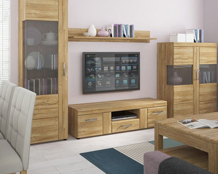 Cortina 2 Door 1 Drawer Wide TV Cabinet in Grandson Oak