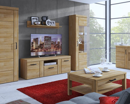 Cortina 2 Door 1 Drawer Tall TV Cabinet in Grandson Oak