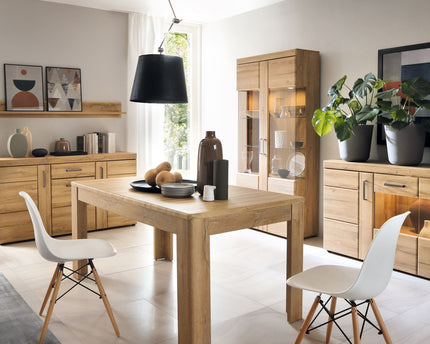 Cortina Tall Wide 2 Door glazed Display Cabinet in Grandson Oak