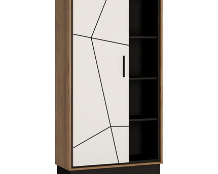 Brolo Wide 1 Door Bookcase With the Walnut and Dark Panel Finish