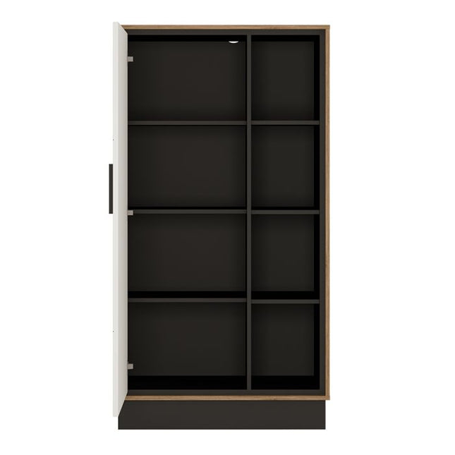 Brolo Wide 1 Door Bookcase With the Walnut and Dark Panel Finish