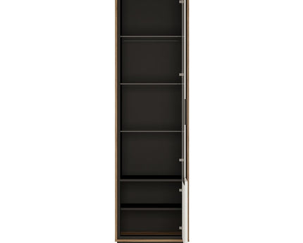 Brolo Tall Glazed Display Cabinet (RH) With the Walnut and Dark Panel Finish