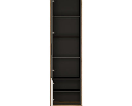 Brolo Tall Glazed Display Cabinet (LH) With the Walnut and Dark Panel Finish