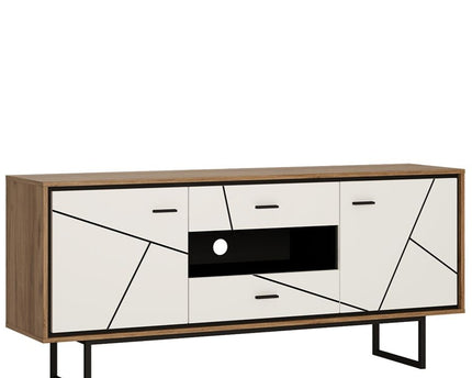 Brolo 2 Door 2 Drawer TV Unit With the Walnut and Dark Panel Finish