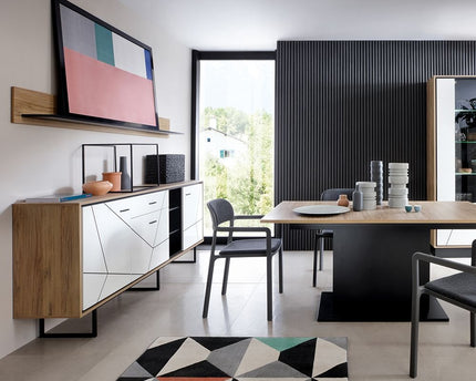 Brolo Extending Dining Table 160-200cm in Walnut and Dark Panel Finish