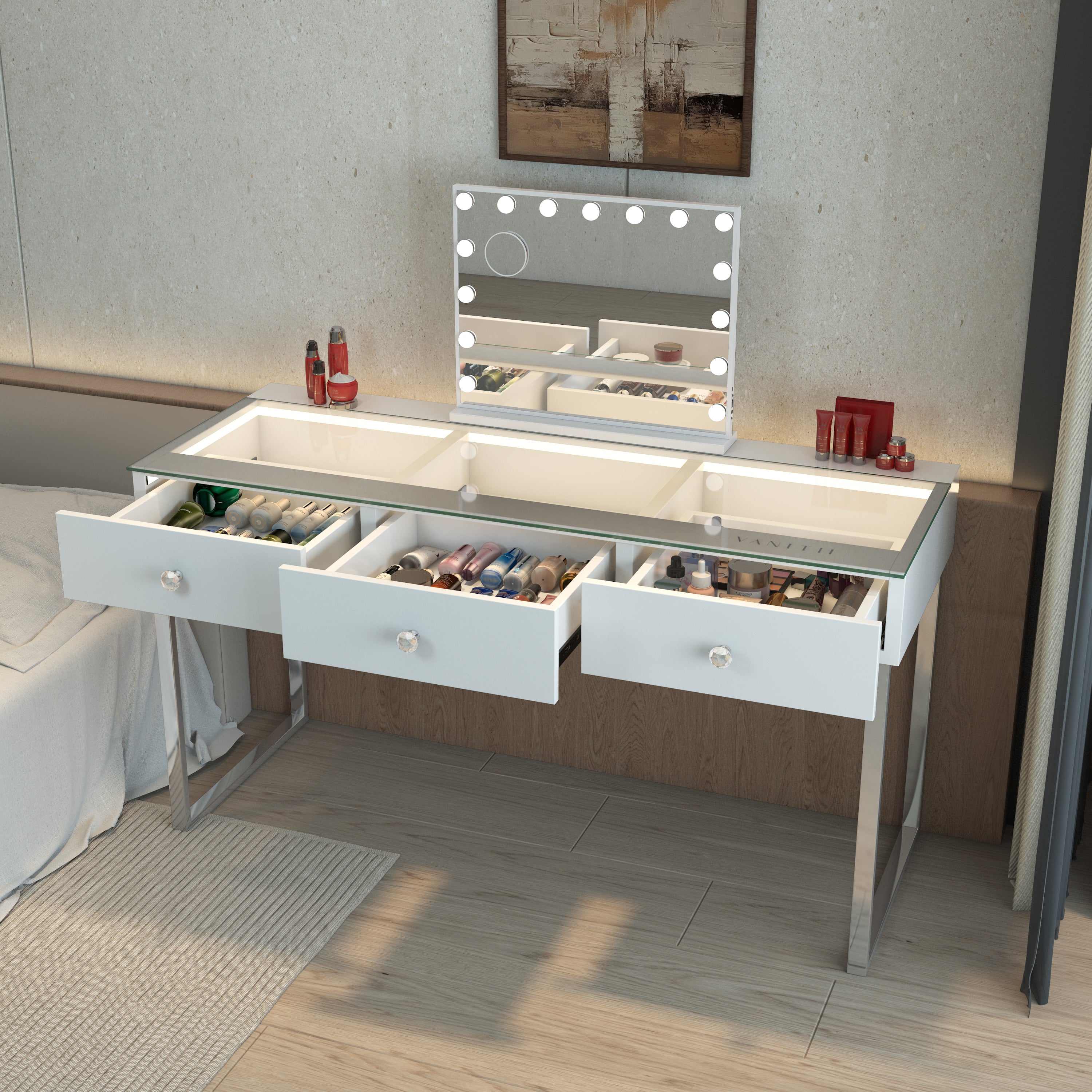 Vanitii Billie Vanity Desk Pro - 3 Draws