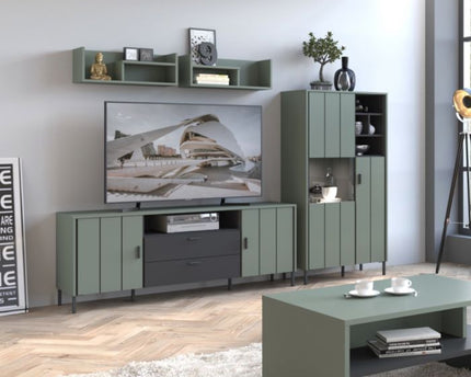 Arundel TV Cabinet 2 Door 2 Drawer 173cm wide 65cm High in Green/Grey