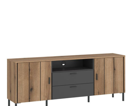 Arundel TV Cabinet 2 Door 2 Drawer 158cm Wide in Oak/Grey