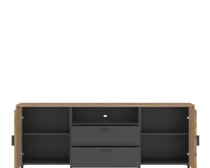 Arundel TV Cabinet 2 Door 2 Drawer 158cm Wide in Oak/Grey