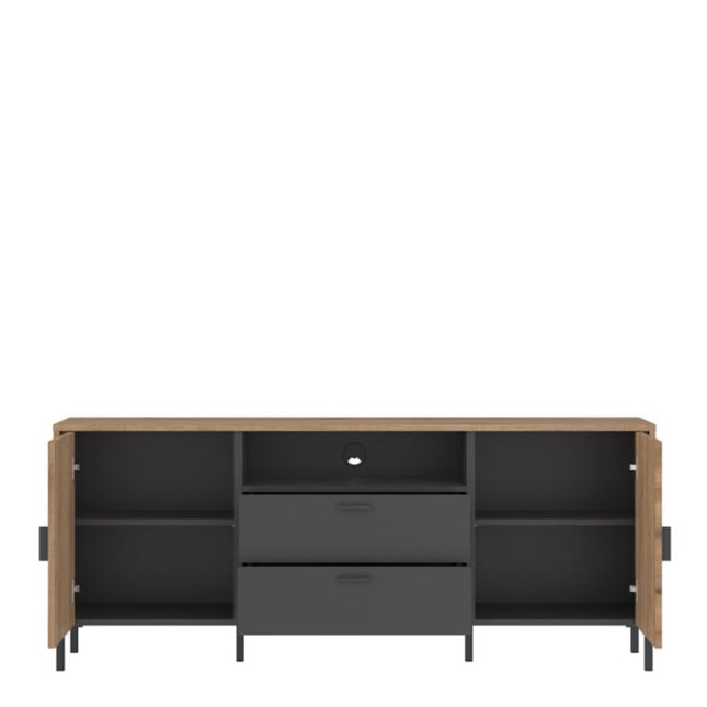 Arundel TV Cabinet 2 Door 2 Drawer 158cm Wide in Oak/Grey