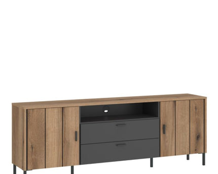 Arundel TV Cabinet 2 Door 2 Drawer 173cm Wide in Oak/Grey