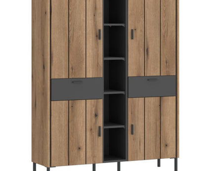 Arundel Wardrobe 4 Door 2 Drawer in Oak/Grey