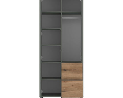 Darwin Wardrobe 2 Door 2 Drawer in Green/Oak