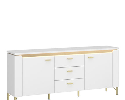 Lazio TV Cabinet 2 Door 3 Drawer in Alpine White/White Gloss